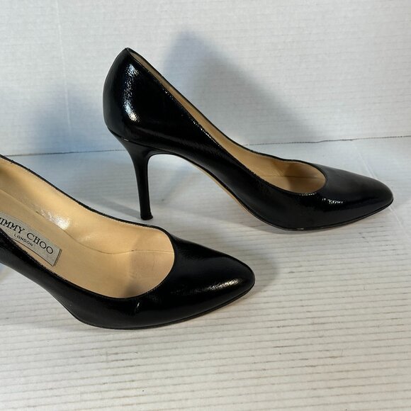 WOMEN'S BLACK JIMMY CHOO HEELS SIZE 7-1/2 - Picture 14 of 16